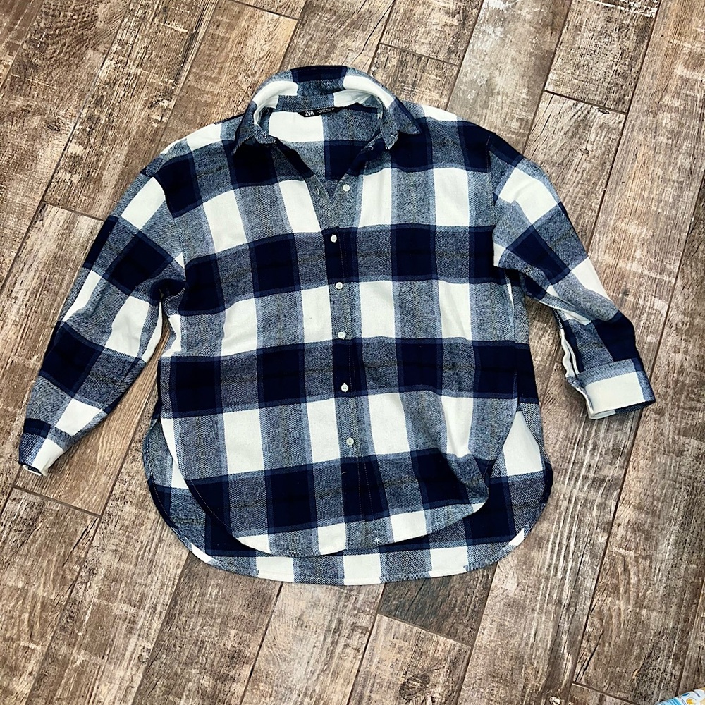 Zara Plaid Flannel Shirt Jacket size S